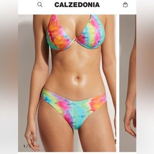 NWT CALZEDONIA Orlando Tie Dye Padded Push-Up Swimsuit Top & Cut Leg Bottom
